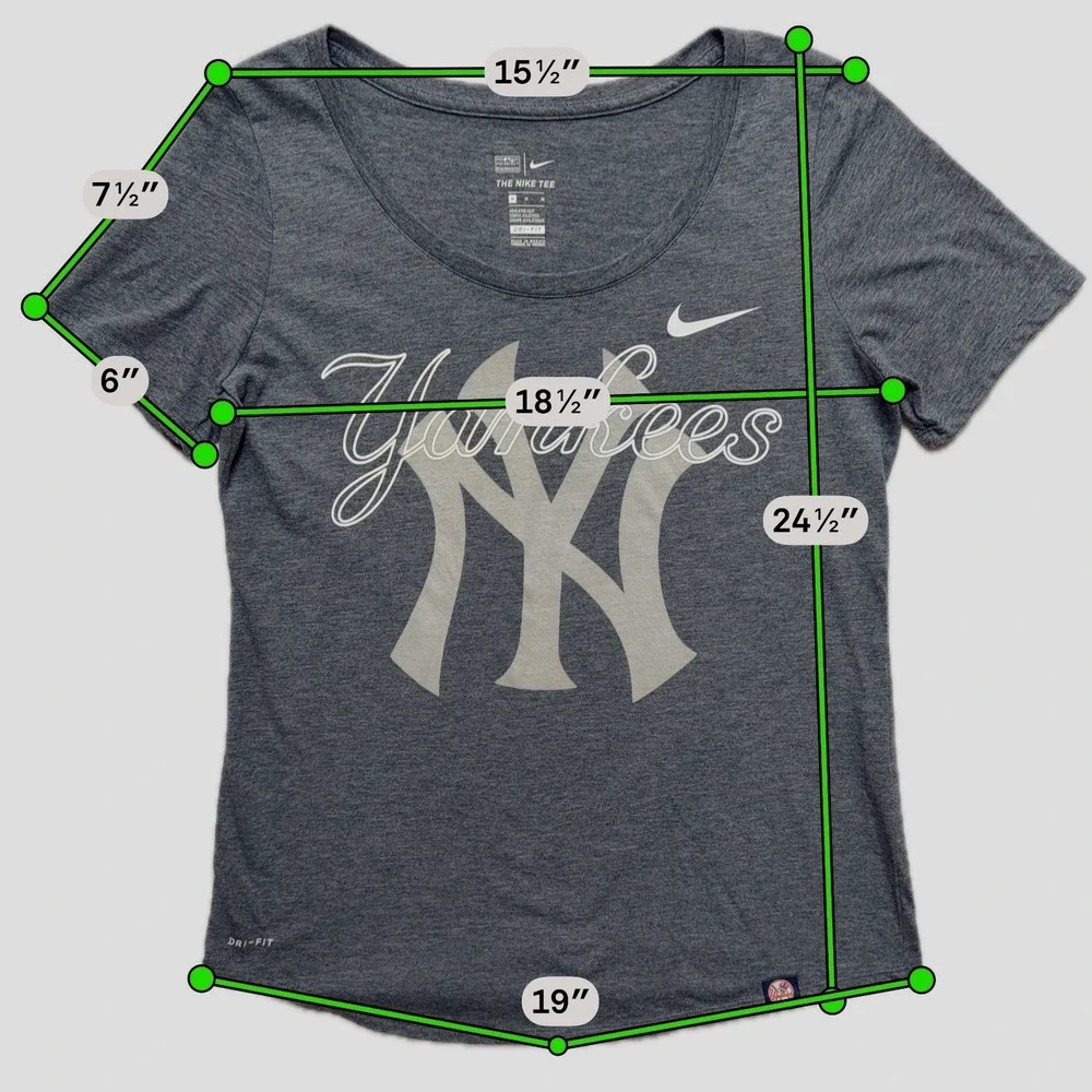 Nike NY Yankees Womens Medium Gray Dri Fit Shirt MLB‎ Athletic Tee
